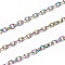 Ion Plating(IP) 304 Stainless Steel Cable Chains, Diamond Cut Chains, with Spool, Soldered, Faceted, Oval, Rainbow Color, 2.5x2x0.5mm, about 32.8 Feet(10m)/roll