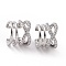 Clear Cubic Zirconia Criss Cross Open Cuff Earrings, Brass Hollow Earrings for Women, Cadmium Free & Lead Free, Platinum, 10.5x12.5x13mm