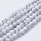 Natural Howlite Beads Strands, Frosted Style, Round, 4~4.5mm, Hole: 1mm, about 82~85pcs/strand, 14.5