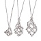 3Pcs 3 Style 304 Stainless Steel & Brass Macrame Pouch Empty Stone Holder for Pendant Necklaces Making, with Slide Beaded, Platinum & Stainless Steel Color, 17.72~29.53 inch(45~75cm), 1Pc/style