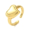 Heart Brass Open Cuff Rings for Women, Cadmium Free & Nickel Free & Lead Free, Adjustable, Real 18K Gold Plated, Adjustable