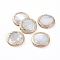 Electroplated Shell Beads, with Golden Plated Edge Brass Findings, Flat Round, 24x24.2x3mm, Hole: 0.8mm