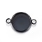 Stainless Steel Cabochon Connector Settings, Plain Edge Bezel Cups, Flat Round, Electrophoresis Black, Tray: 10mm, 12x17x2mm, Hole: 1.8mm