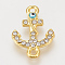 Alloy Rhinestone Links connectors, Cadmium Free & Lead Free, Anchor with Evil Eye, Sky Blue, Golden, 21x14.5x2mm, Hole: 1mm