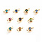 304 Stainless Steel Rhinestone Links connectors, Flat Round, Golden, Mixed Color, 12x6.5x4mm, Hole: 2mm