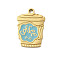 304 Stainless Steel Enamel Pendants, Ion Plating(IP), Coffee Charm, Real 18K Gold Plated, Sky Blue, 15x10.5x1.3mm, Hole: 1.5mm