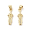 Brass Micro Pave Cubic Zirconia Pendants, Sword, Cadmium Free & Lead Free, Rack Plating, Long-Lasting Plated, Real 18K Gold Plated, 22.5x7.5x3mm, Hole: 5x3.5mm