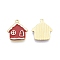 Alloy Enamel Pendants, House, Light Gold, Red, 19.5x17.5x1.5mm, Hole: 1.4mm