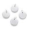 Non-Tarnish 304 Stainless Steel Charms, with Jump Rings, Blank Stamping Tag, Flat Round, Stainless Steel Color, 12x1mm, Hole: 3.5mm