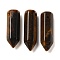Natural Tiger Eye Pointed Pendants, Faceted Bullet Shaped Charms, 20~20.5x6.5~7x6~6.5mm, Hole: 1.6mm