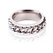 201 Stainless Steel Rings, with Curb Chains, Stainless Steel Color, US Size 10(19.8mm)