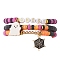 3Pcs Halloween Theme Handmade Polymer Clay Beaded Stretch Bracelets, with Alloy Enamel Ghost Spider Web Pendants, Mixed Color, Inner Diameter: 2-1/8~2-3/8 inch(5.4~6.1cm)