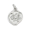 Brass Micro Pave Clear Cubic Zirconia Pendants, Oval with Flower Pattern Charms, Cadmium Free & Lead Free, Long-Lasting Plated, Rack Plating, with Jump Ring, Platinum, 14.5x11.5x3mm, Hole: 3mm