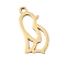 201 Stainless Steel Pendants, Cat Charms, Real 18K Gold Plated, 16x8.5x1mm, Hole: 1.4mm