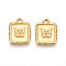304 Stainless Steel Pendants, Ion Plating(IP), Square with Butterfly Charms, Real 18K Gold Plated, 15.5x12x2mm, Hole: 1.5mm