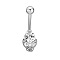 Clear Cubic Zirconia Belly Button Rings, Stainless Steel Piercing Navel Rings, Curved Barbell Body Jewelry for Women, Stainless Steel Color, Skull, 8~13mm, Bar: 10x1.5mm