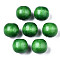 Spray Painted Natural Wood Beads, Macrame Beads Large Hole, Lead Free, Round, Green, 16x14mm, Hole: 4mm, about 800pcs/1000g