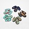 Assembled Synthetic Dyed Gemstone and Bronzite Pendant Sets, teardrop, Mixed Color, 35~50x15~20x6~7mm, Hole: 1.5mm