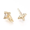 2 Hole Brass Micro Pave Cubic Zirconia Multi-strand Links, Cross, Clear, Golden, 11.8x8.2x12.3mm, Hole: 1.2mm