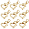 12Pcs Rack Plating Brass Lobster Claw Clasps, Long-Lasting Plated, with Jump Rings, Cadmium Free & Lead Free, Heart, Real 18K Gold Plated, 10x7x2.5mm, Hole: 2.5mm, ring: 4x0.9mm