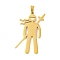 304 Stainless Steel Pendants, Laser Cut, Guardian Warrior Charm, Real 18K Gold Plated, 35.5x23x1mm, Hole: 5x4mm