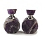Natural Amethyst Dropper Perfume Bottles, with Stainless Steel Color Tone 304 Stainless Steel Findings, SPA Aromatherapy Essemtial Oil Empty Bottle, 4.2x2.35~2.4x6.1cm