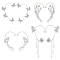 4 Pair 4 Style Butterfly Alloy Rhinestone Cuff Earrings, Brass Climber Wrap Around Earrings for Girl Women, Platinum, 62~92x34.5~45x11~16mm, 1 Pair/style