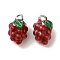 Brass Enamel Charms, Cadmium Free & Nickel Free & Lead Free, Grape Charm, Platinum, 12x7x7mm, Hole: 1.5mm