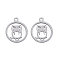 Non-Tarnish 201 Stainless Steel Pendants, Laser Cut, Ring with Owl, Stainless Steel Color, 16.5x14x1mm, Hole: 1.2mm