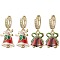 Alloy Enamel Hoop Earrings, with Brass Huggie Hoop Earring Findings, For Christmas, Christmas Bell, with Rhinestone, Mixed Color, 29.5~31.5x13~15mm, 2pairs/set