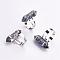Natural Snowflake Obsidian Finger Rings, with Iron Ring Finding, Platinum, Size 8, 18mm