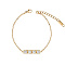 Rectangle Cubic Zirconia Link Bracelets, with Golden Stainless Steel Cable Chains, Clear, no size