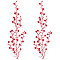 Polyester Flower Embroider Thread Iron on/Sew On Patches, Cloth Appliques, Red, 470x170x1.5mm