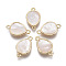Brass Links, with Freshwater Shell, Nickel Free, Teardrop, Real 18k Gold Plated, Seashell Color, 17x10x3mm, Hole: 1.2mm
