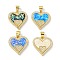 Brass Micro Pave Cubic Zirconia Pendants, Cadmium Free & Lead Free, with Synthetic Opal, Real 18K Gold Plated, Heart, Real 18K Gold Plated, 18x18x3mm, Hole: 5x4mm