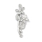 Brass Clear Cubic Zirconia Connector Charms, Long-Lasting Plated, Cadmium Free & Nickel Free & Lead Free, Platinum, Flower, 29.5x11.5x3.5mm, Hole: 1mm