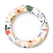 Food Grade Eco-Friendly Silicone Pendants, Ring with Flower Pattern, White, 65x10mm, Hole: 4mm