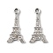 UV Plating Alloy Rhinestone Pendants, Tower, Platinum, 23.5x12x3mm, Hole: 1.8mm