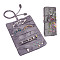 2Pcs Retro Rectangle Silk Zipper Roll Pouches, Embroidery Flower Jewelry Storage Bags with Drawstring Rope, Gray, 20x9cm, Open: 27x20cm