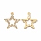 Alloy Rhinestone Pendants, Hollow Out Star Charms, Golden, 23x21x2mm, Hole: 1.5mm