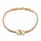 Golden Brass Link Bracelet, with Cubic Zirconia Tennis Chains, Long-Lasting Plated, Elephant, 7-7/8 inch(20cm)