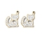 201 Stainless Steel Rhinestone Pendants, with Enamel, Real 18K Gold Plated, Cat Shape, 14x13.5x2mm, Hole: 1.2mm