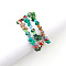 3Pcs Bohemia Style Natural Turquoise & Glass Beaded Stretch Bracelets for Women, Nuggets & Rondelle, Inner Diameter: 2 inch(5cm)
