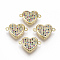 Brass Micro Pave Cubic Zirconia Links Connectors, Cadmium Free & Lead Free, Heart, Colorful, Golden, 12x17.5x5mm, Hole: 1mm