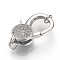 Brass Micro Pave Cubic Zirconia Lobster Claw Clasps, Cadmium Free & Lead Free, Platinum, 25x15x6mm, Hole: 3.5mm