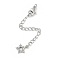 Brass Micro Pave Cubic Zirconia Ends with Chains, Cadmium Free & Nickel Free & Lead Free, Star, Platinum, 73mm, Hole: 2.5mm