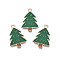 Christmas Style Alloy Enamel Pendants, Cadmium Free & Lead Free, Light Gold, Christmas Tree, Green, 23x16x1.5mm, Hole: 1.6mm