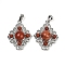 Natural Red Jasper Pendants, Rhombus Charms with Brass Findings, Rack Plating, Platinum, 35.5x27x7.5mm, Hole: 8.5x4.5mm