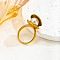 Shell Shape 304 Stainless Steel with Plastic Pearl Finger Rings for Women, Golden, Inner Diameter: 18mm