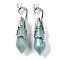 Natural Amazonite Faceted Pointed Bullet Big Pendants, Rack Plating Brass Dragon Charms, Lead Free & Cadmium Free, Platinum, 73.5~78.5x15.5~16.5x15.5~16.5mm, Hole: 4x2.5mm